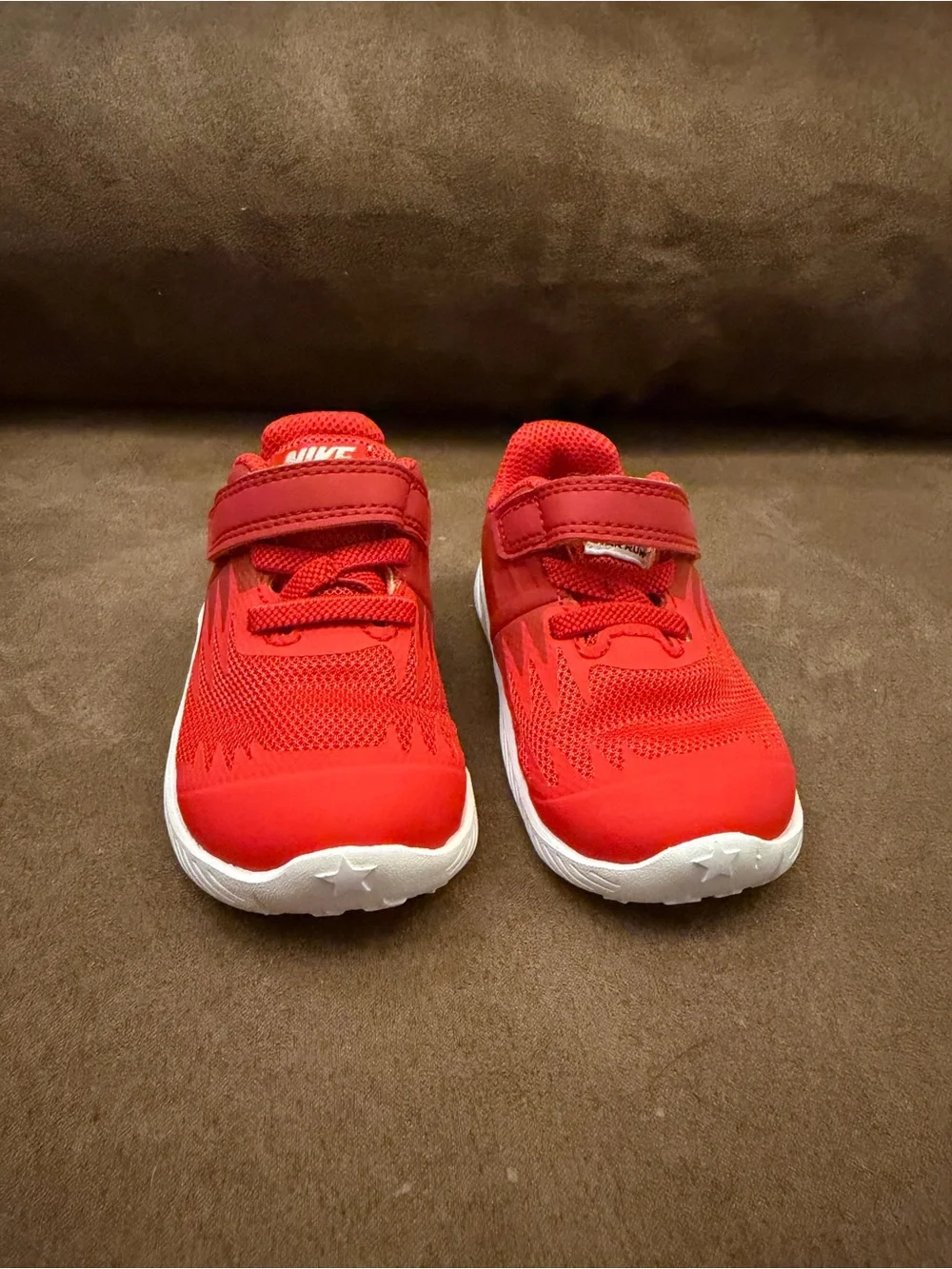 Nike Toddler Bright Red Mesh Sneakers with White Sole